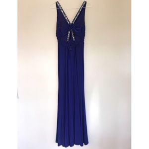 Adrianna Papell Royal Blue V-Neck Gown